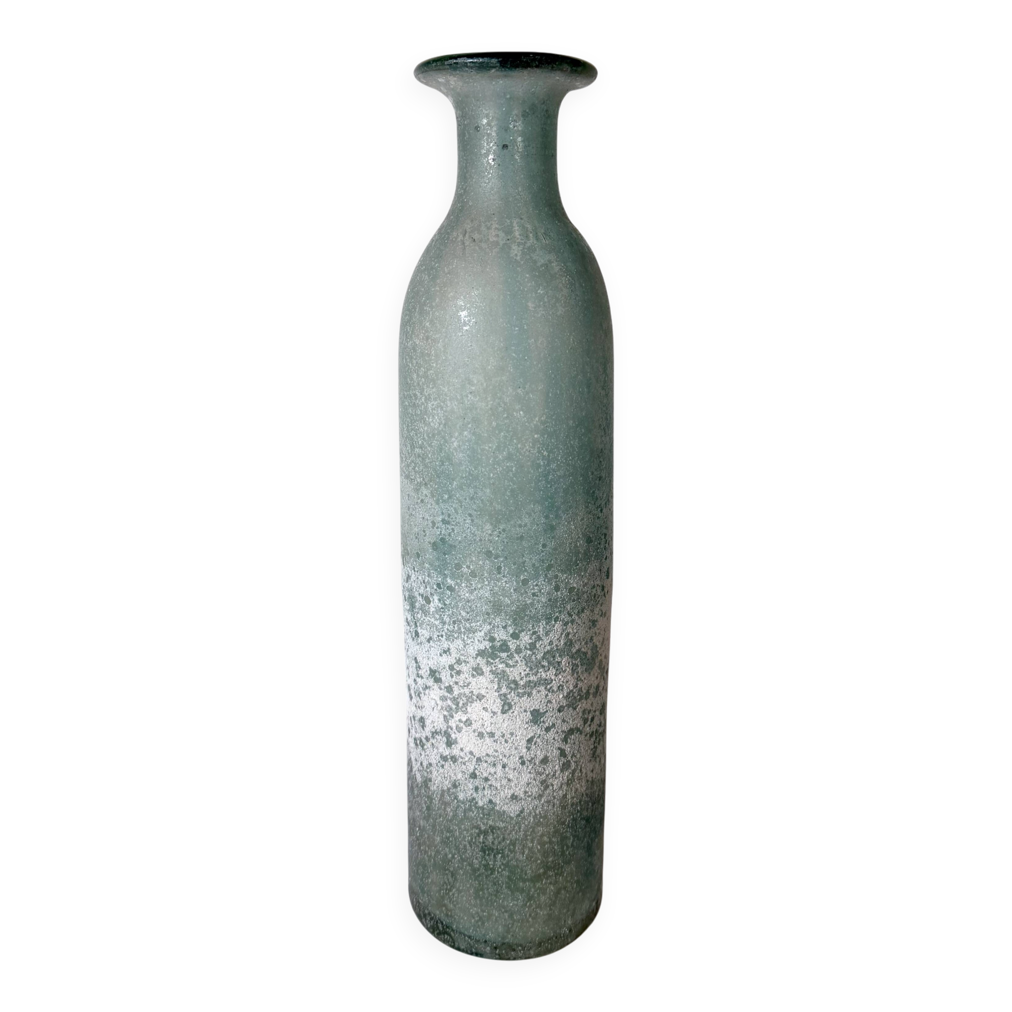 Teal Scavo Glass Bottle Vase attr. to Gino Cenedese, Italy