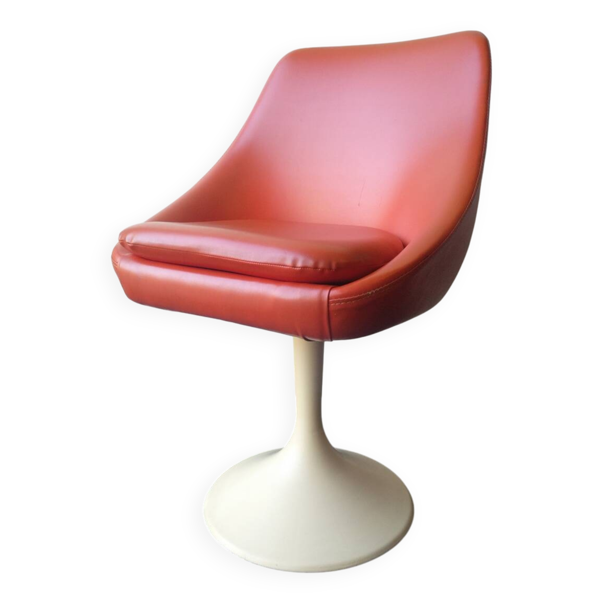 Chaise baquet vintage orange (plastique + cuir)