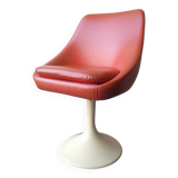 Chaise baquet vintage orange (plastique + cuir)