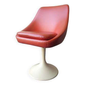 Chaise baquet vintage orange (plastique + cuir)