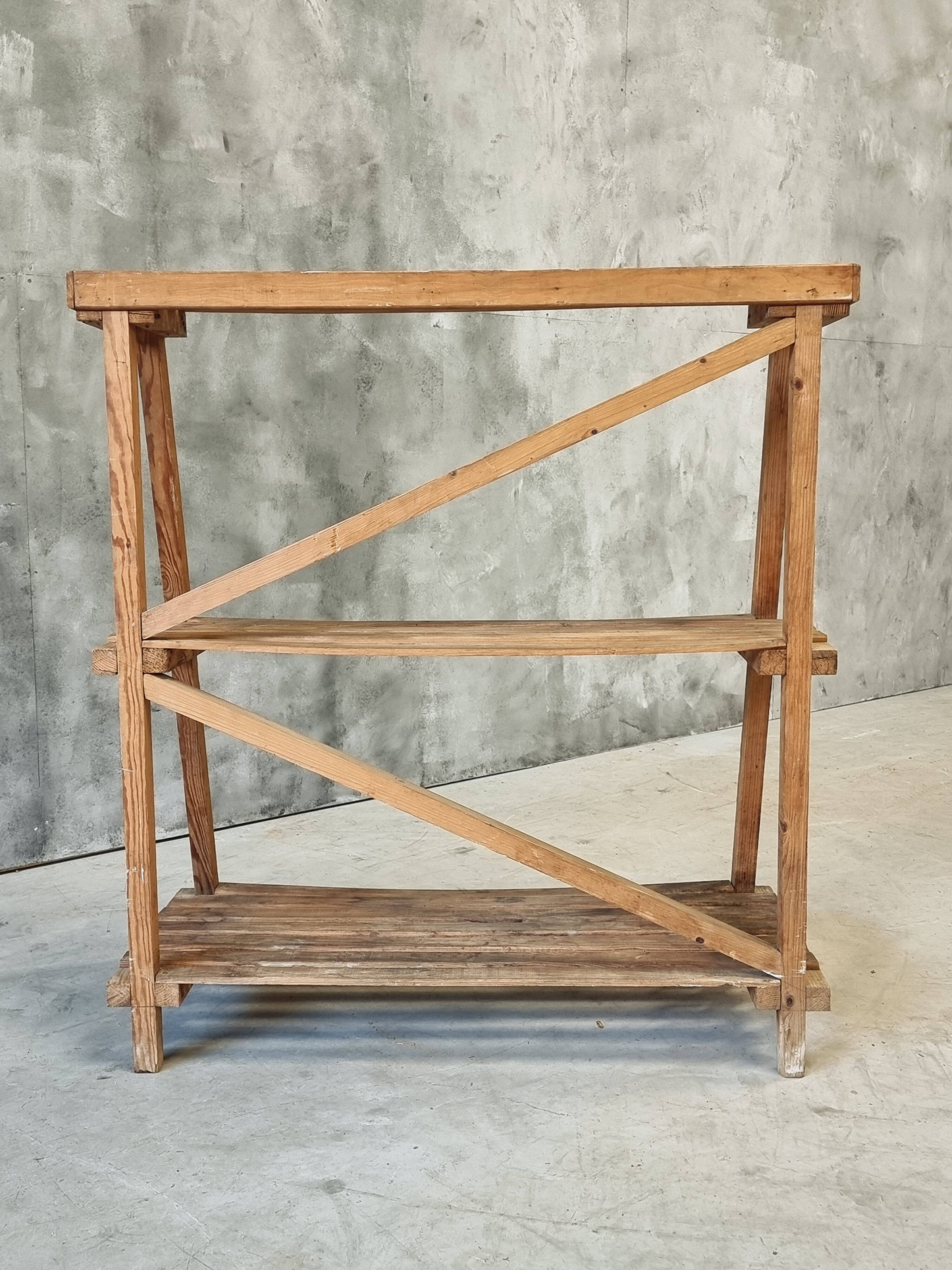 Plant shelf made of old pine wood
