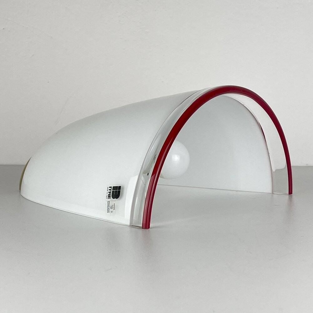 White and Red Murano Wall Light by Itre, Italy, 1980s