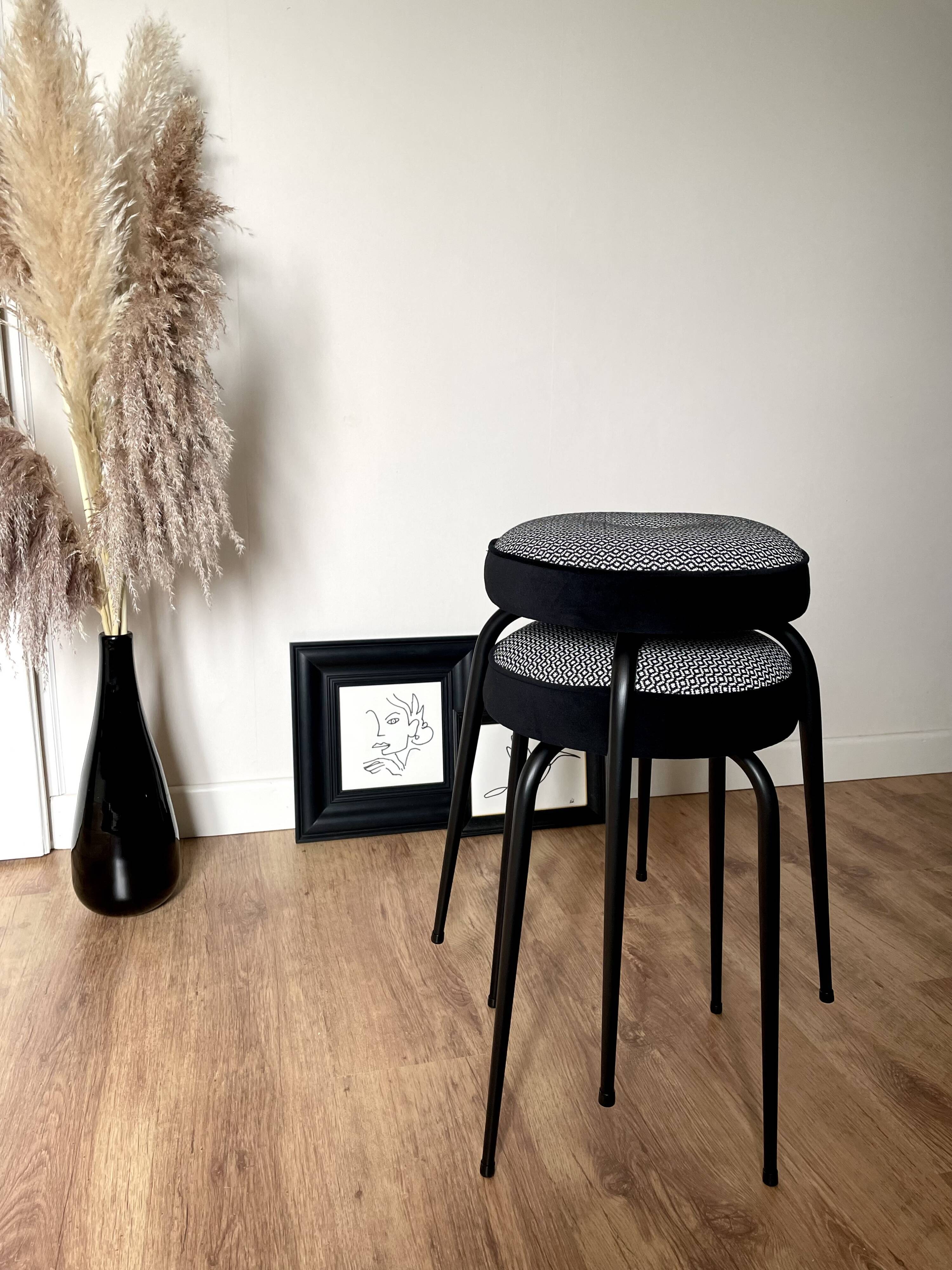 Black and white stools