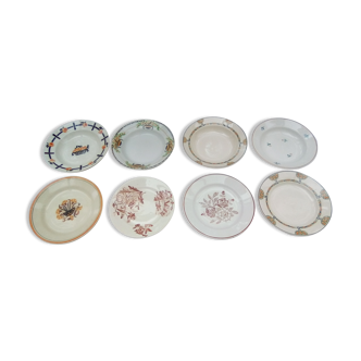 Assorted 8 brown/green plates