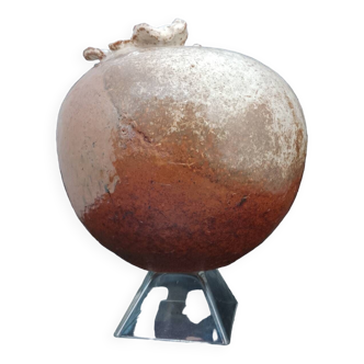 Large architectural stoneware ball vase signed Jacques Laroussinie La Borne Lerat?