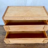 Commode vintage moderniste en orme massif 3 tiroirs