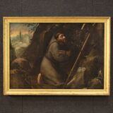 Tableau religieux italien Saint François du 18ème siècle