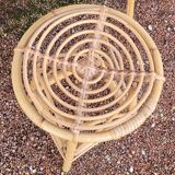 Rattan desk with vintage stool - 1950s