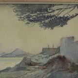 Aquarelle ancienne vue de Marseille signée H Patrice