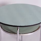 Restored Bauhaus Small Round Table, Chrome, Revived Polish, Czechia, 1930s