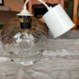 Suspension with polished glass globe in checkerboard pattern