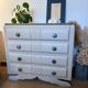 Commode vintage art déco bois et marbre pied moustache