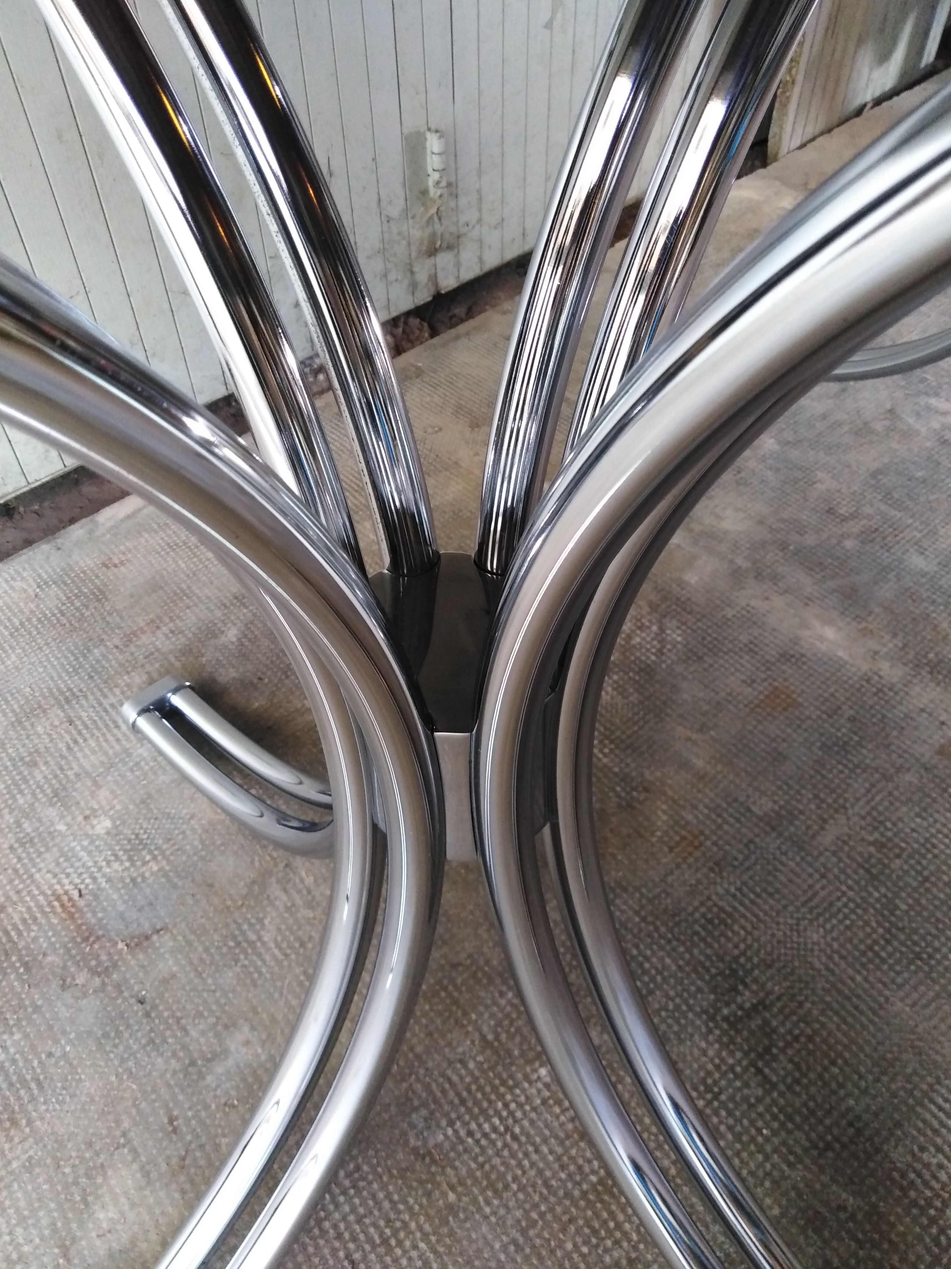 Large table Roche Bobois 1970 glass and chrome 8 pers