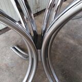 Large table Roche Bobois 1970 glass and chrome 8 pers