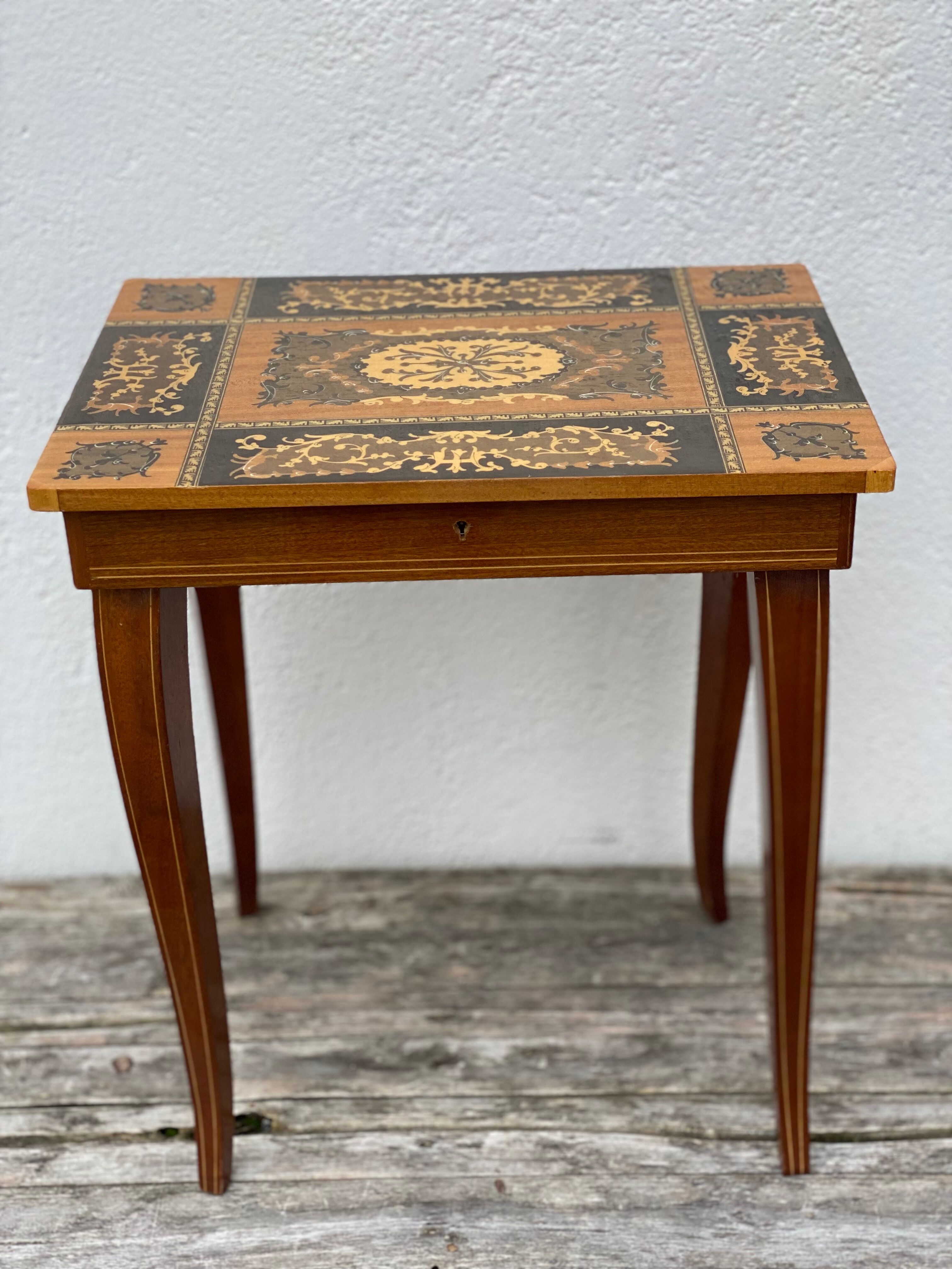 Italian Sorrento Music Box Table by Lador