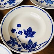 Set of 6 old hollow plates Badonvilleliers blue flower pattern