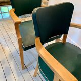 Pair of Art Deco green bridge armchairs