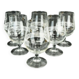Set of 6 mid century cocktail glasses with beautiful decor 1950s 1960s glasses
