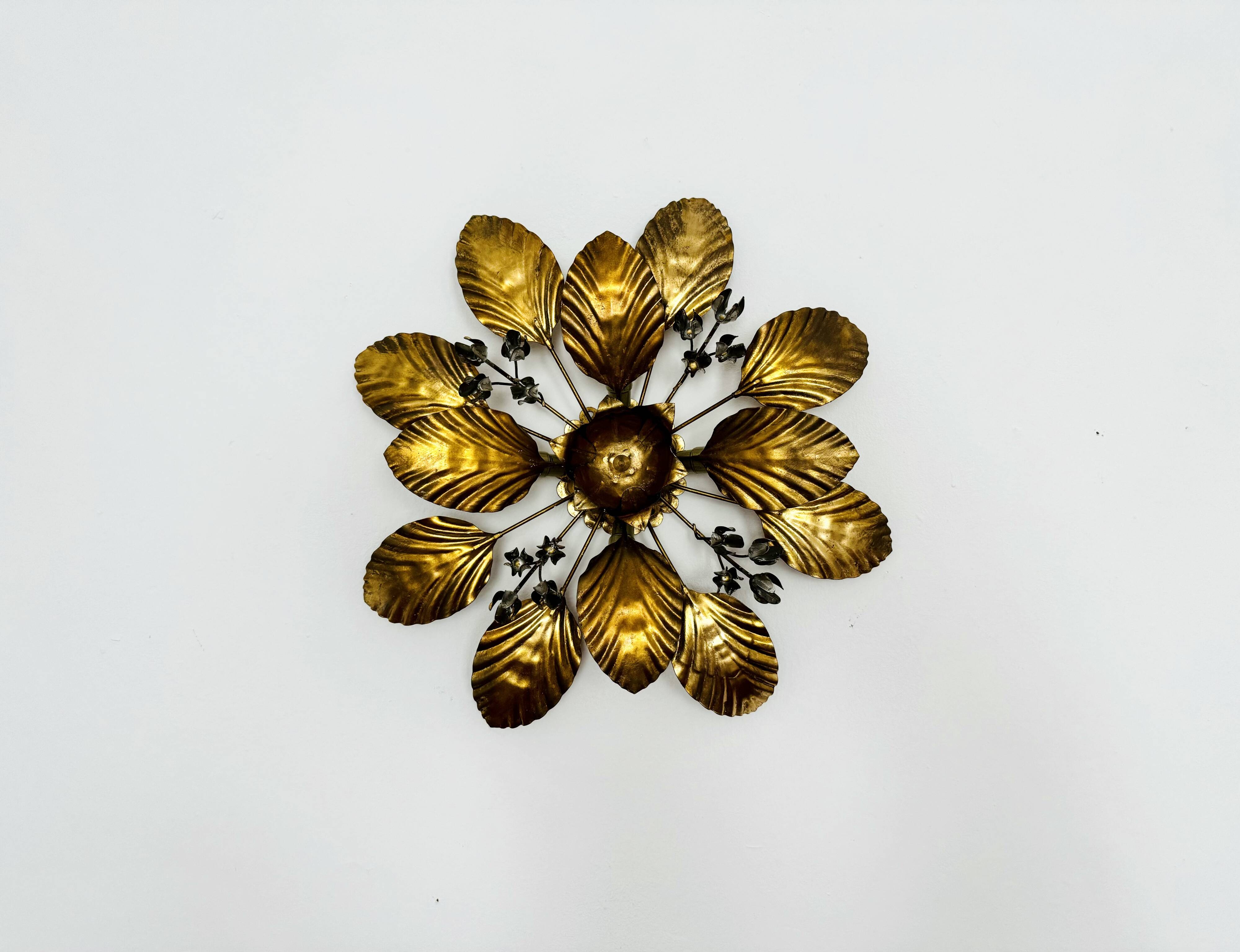 Floral Hollywood Regency Wall or Ceiling Lamp by Hans Kögl