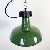 Industrial Green Enamel Factory Pendant Lamp, 1960s