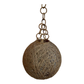Suspension corde et rotin vintage