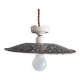 Old pendant light in speckled gray enameled sheet metal