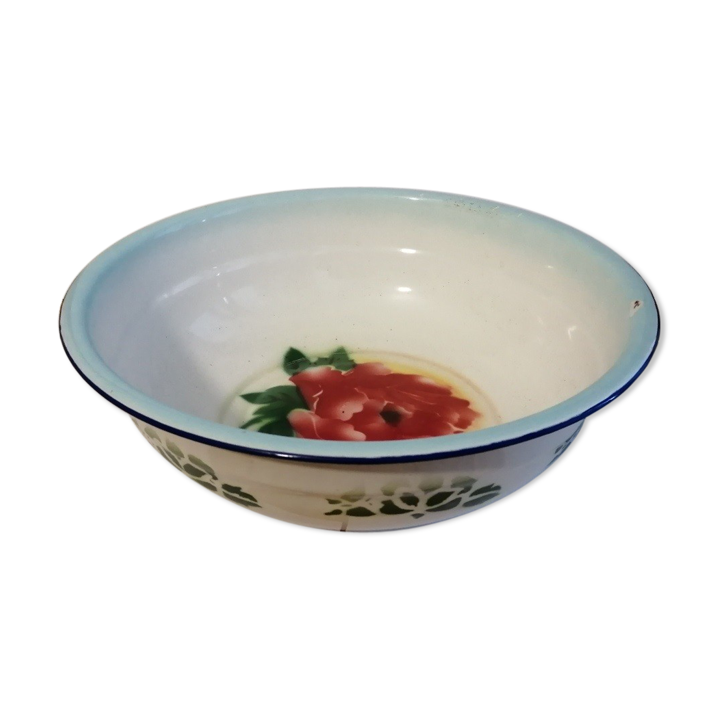 Peacock enamelled metal basin decoration