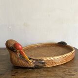 Bird woven bamboo tray
