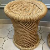 Vintage 70'S rattan and rope stools
