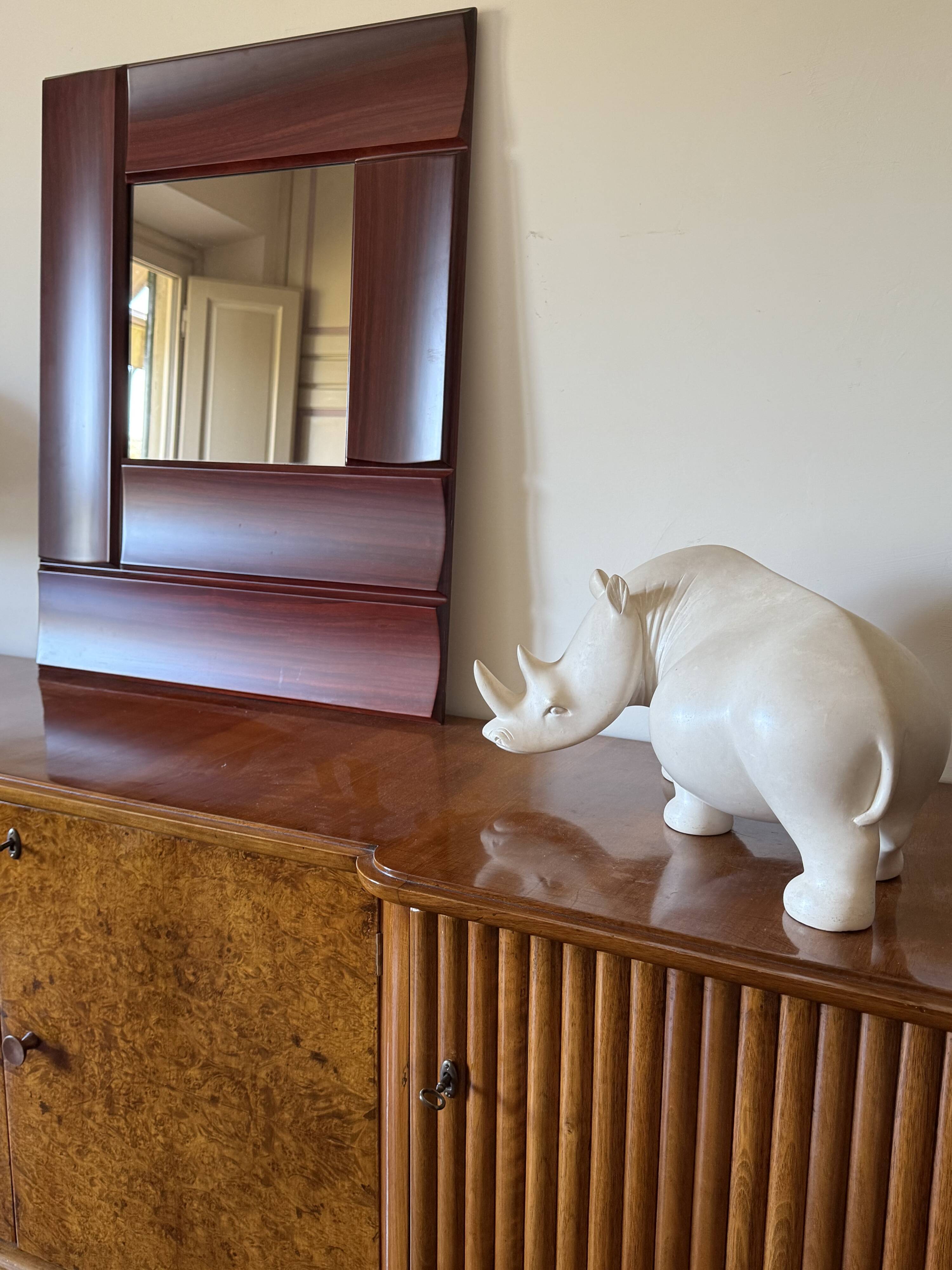 Luciano Frigerio, mod. Tartaro solid padouk mirror, Frigerio di Desio 1970s