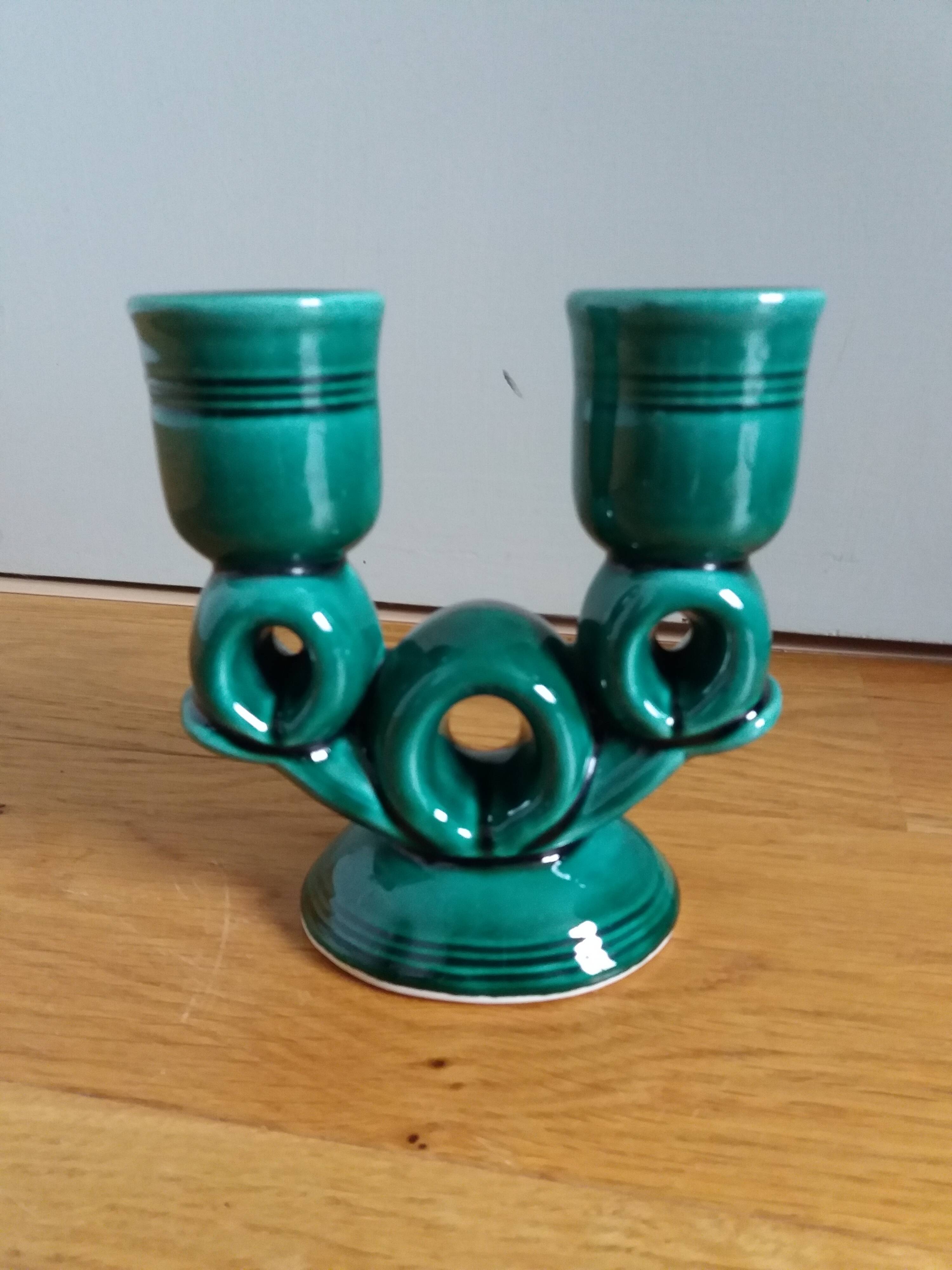 Vallauris candlestick in emerald green FPP slip
