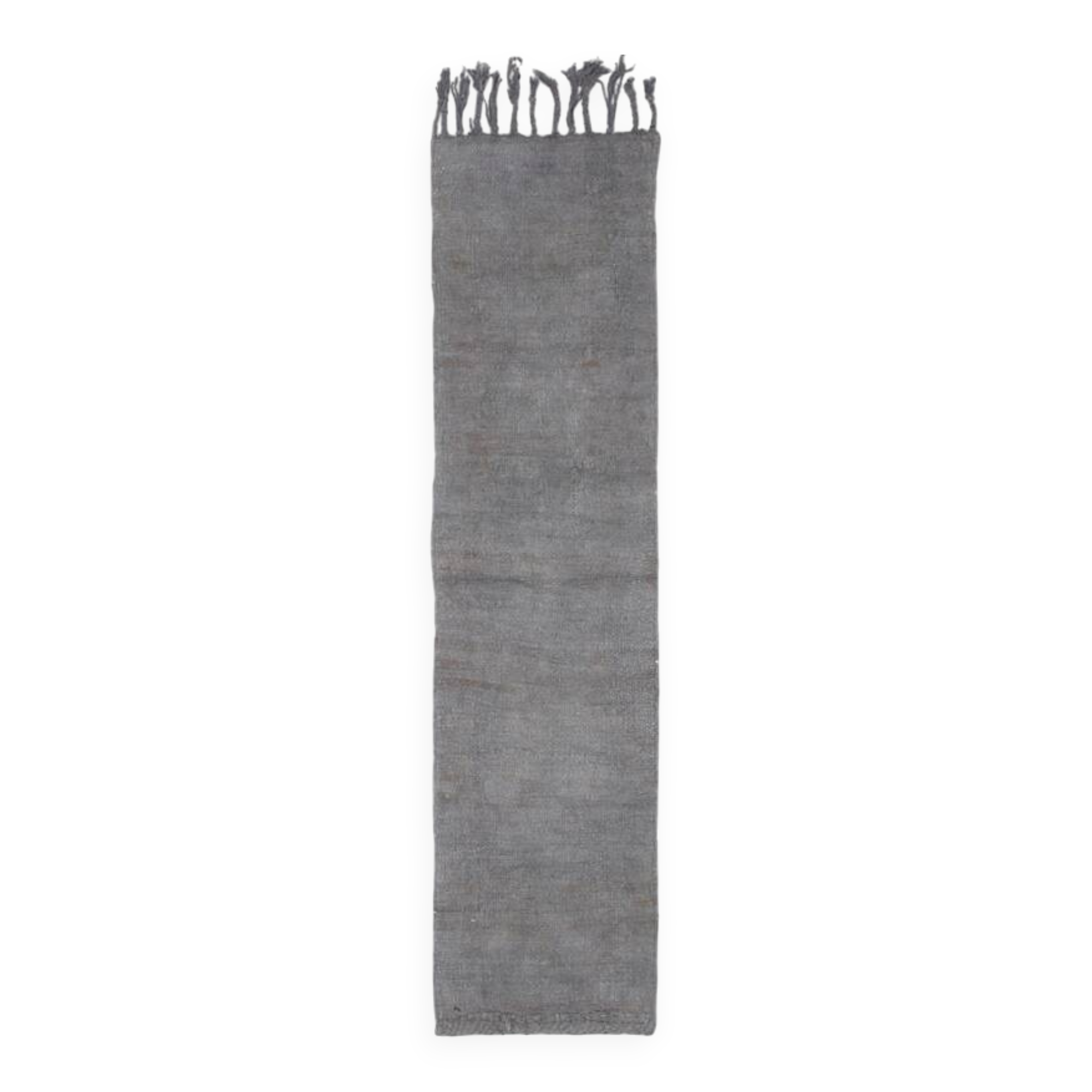 Tapis Kilim Ancien Runner – Laine Tissée Main, Tons Gris Anthracite, 60x254