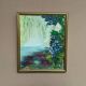 Mid-Century Oil on Canvas “Water Lilies” by Lena Larsson Framed 50 × 42 cm