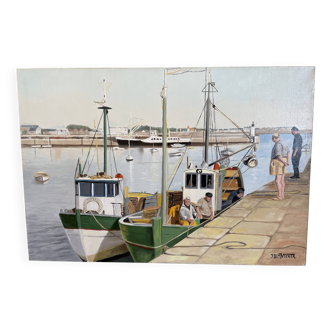 Oil painting on canvas jb maurice vecker (1896-1998) port of s????? 1965
