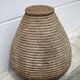 Large old basket with lid, burgundy straw and bramble, woven basket