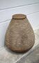 Large old basket with lid, burgundy straw and bramble, woven basket