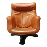 Karuselli Lounge Chair by Yrjö Kukkapuro for Haimi in Orange Leather, 1970s