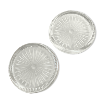 2 glass bottle bottom verlis frosted effect - bottle coaster 1930