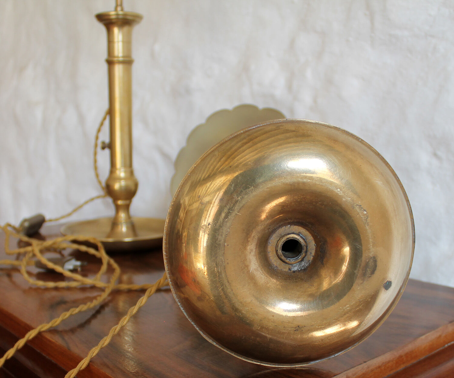 Pair of brass candlesticks lamps