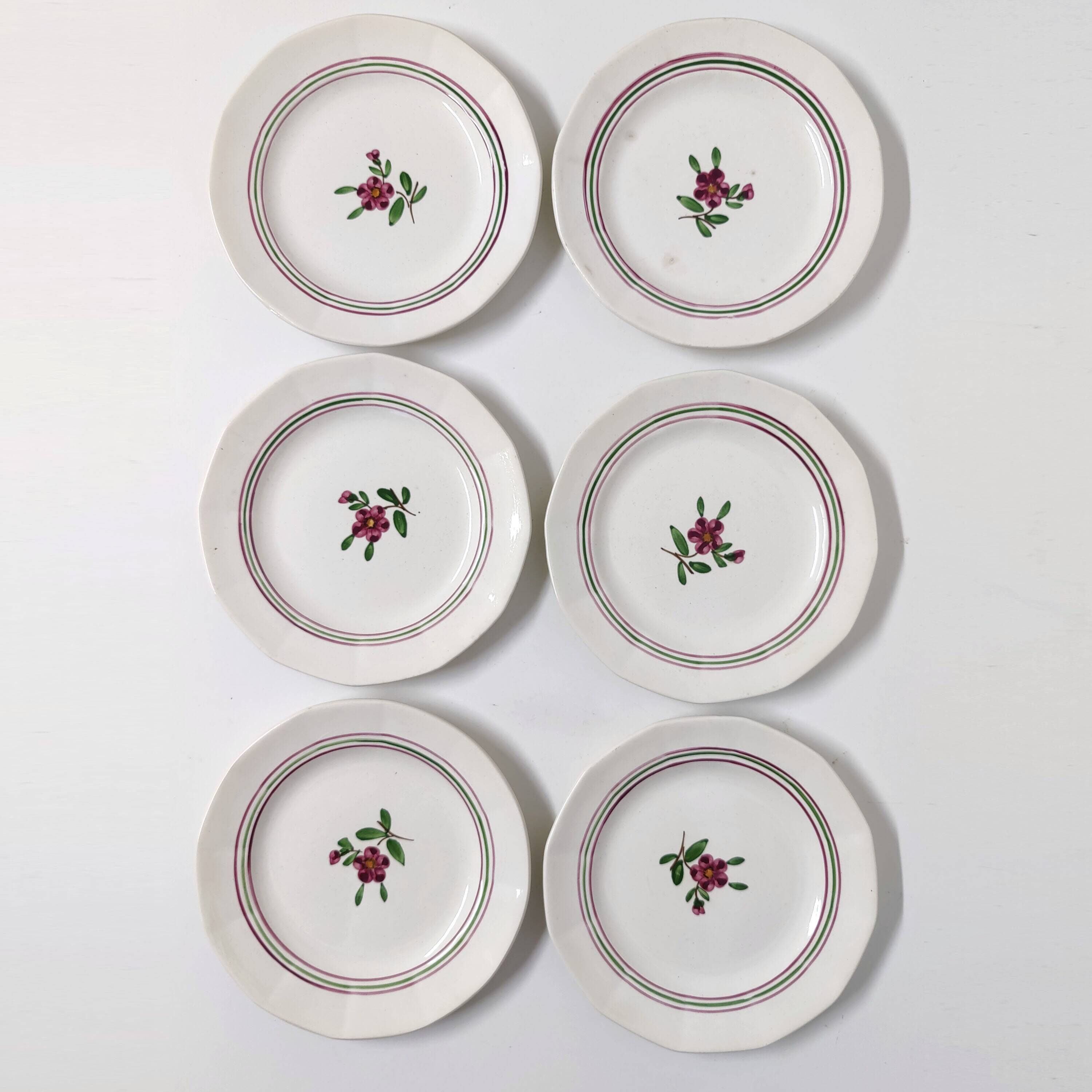 6 Sarreguemines earthenware dessert plate with flowers, Armelle model