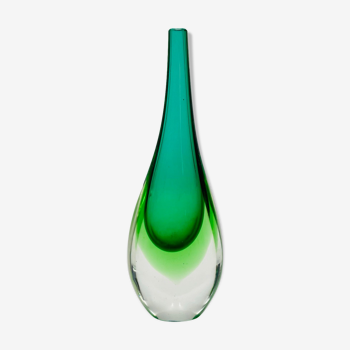 Vase soliflore forme goutte d’eau en verre, provenance Murano, Italie 1970