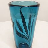 Blue and silver crystal vase. France 1950s.