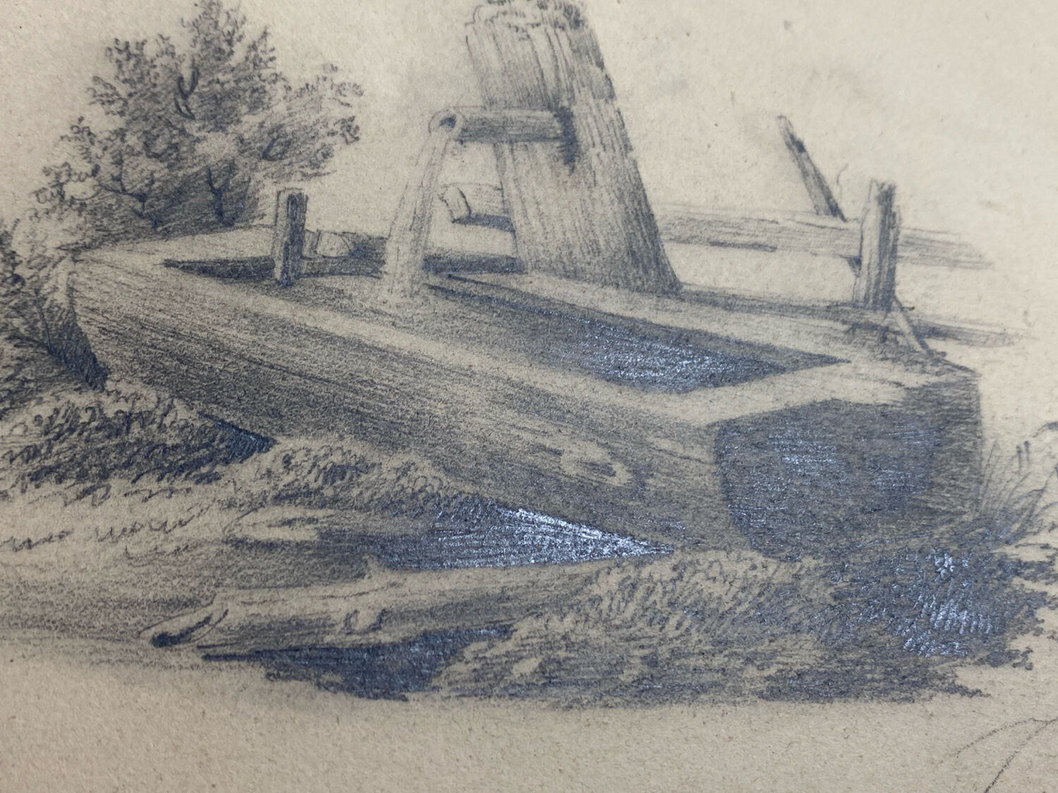Dessin d’étude original à la mine de plomb signé daté 1844