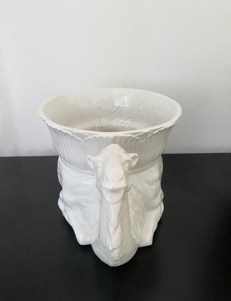 White Italian Ceramic Camel Flowerpot, Planter, Late 20th Century