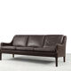 Mid-Century Modern Vintage Danish 3-seater Chocolate Leather Sofa, 1960s