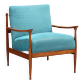 Fauteuil vintage en teck avec rembourrage en tissu, design Italie années 1960