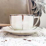 Service à café Limoges style art déco blanc et argent