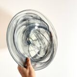Vintage Holmegaard Smoked Glass Swirl Plate, Serving Bowl, Denmark, 1070s