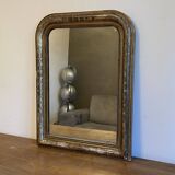 Louis Philippe gilded mirror late 19th century. Polychrome decoration.