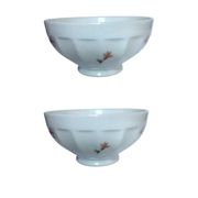 Duo de bols vintage– contour côtelé & décor fleuri